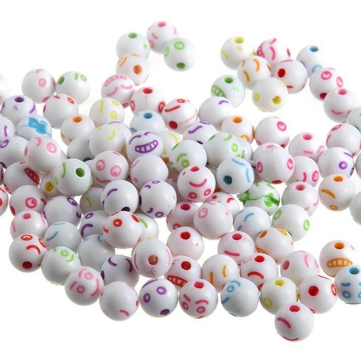100pcs al por mayor/paquete de 8 mm expresión acrílica redondas cuentas redondas